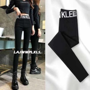 Autumn Spring New Black leggings Casual Elastic High Waist stretch feet pants women's Metal Buttons was thin Pencil Pants