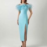 European And American One-Shoulder Evening Dress Feather Dress CHD21030