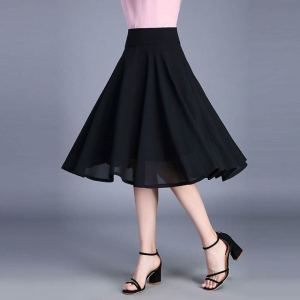 New Spring Women Fashion Casual Pleated High Waist Midi Skirts Femme Korean  4XL Slim Pleated Chiffon Skirt Y92