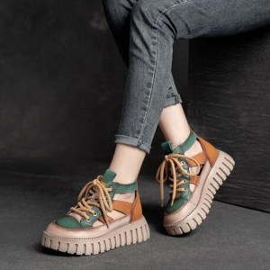 New Summer Boots Platform Increase Sandals Fashion Elegant Genuine PU Leather Boot Trend Sandals Women Sandal Roman Shoes