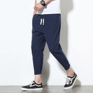 Cotton Joggers Men Solid Men's Harem Pants Summer Fitness Casual Ankle-Length Mens Trousers Streetwear Slim Male Pants