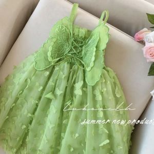Girl Baby Summer Dress Children's Clothing Mesh Angel Princess Dress Fairy Girl Sling Birthday Dress Puffy Skirt