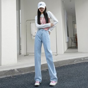 Green Women Jeans High Waist Loose Straight Leg Femme Jean Spring Fashion Y2k Casual Streetwear Female Pants Baggy Trouser