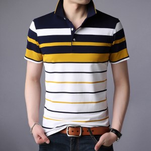Men'S Classic Striped Polo Shirt Cotton Short Sleeve Summer Plus Oversize M-XXXXL