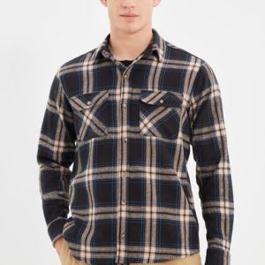 Men's Regular Fit Long Sleeve Double Pocket Plaid Shirt TMNAW20GO0484