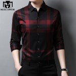New High Quality Men Shirts Slim Fit Silk Dress Shirt Spring Long Sleeve Casual Plaid Shirts Camisa Masculina C728