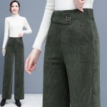 New Korean fashion Wide Leg Pants For Women High Waist Oversized 4XL Corduroy Straight Pants Casual Elegant Baggy Trousers