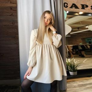 O-Neck Folds Lantern Sleeve Casual Dresses Autumn Solid Color A-Line Loose Comfort High Waist Dress For Women New