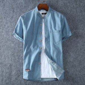 Plus Size L-5XL 6XL 7XL 8XL 100% Denim COTTON Shirt For Men's Short Sleeves Summer Style Fashion Casual Clothing