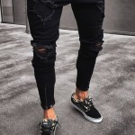 Plus Size S/3XL Mens Cool Designer Brand Black Jeans Skinny Ripped Destroyed Stretch Slim Fit Hip Hop Pants With Holes For Men