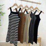 Sleeveless Dresses Women All-match Knitting Vestido Korean Stay Autumn Sexy Slim Daily Simple Spaghetti Strap Dress