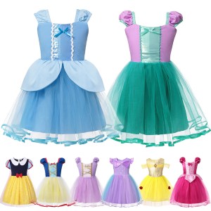 Summer Clothes Baby Costume Girls Princess Cendrillon Snow White Dress Ana Belle Tangled Costume Kids Birthday Vestido