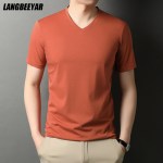 Top Grade Mercerized Cotton New Brand Summer Mens Turn Down Collar T-Shirt Short Sleeve Casual Tops Fashions Fashion Clothing