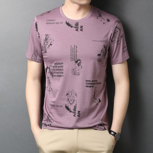 Top Quality Mercerized Cotton Summer New Brand Tops Print O Neck t Shirt Men Short Sleeve Casual Fashion Mens Clothing