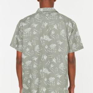 Trendyol Male Linen Apaj Collar Short Sleeve Regular Fit Shirt TMNSS20GO0443