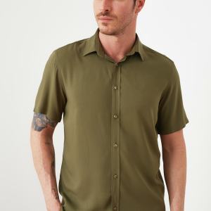 Trendyol Male Shirt Collar Short Sleeve Regular Viscose Shirt TMNSS20GO0442