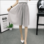 Women Summer Fashion Loose Wide-leg Pants Female Elastic Waist Chiffon Pants Ladies Solid Color Thin Casual Trousers E60