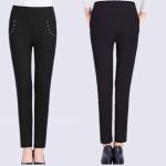 Women High Waist Casual Pants New Spring Autumn Elasticity Straight Pants Slim Trousers Female Khaki Black  XL-5XL