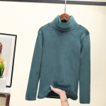 Women t Shirt Warm Gold Velvet Pullovers Tops Winter Turtleneck Long Sleeve High Collar Bottoming Slim