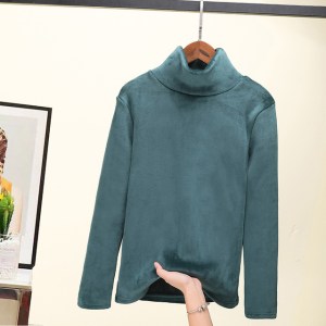 Women t Shirt Warm Gold Velvet Pullovers Tops Winter Turtleneck Long Sleeve High Collar Bottoming Slim