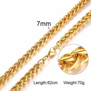 3-7MM Wide Men Stainless Steel Wheat Spiga Franco Chain Necklace Male Jewelry 24 Inch