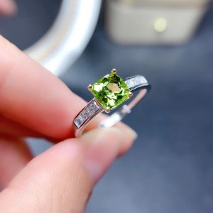 CoLife Jewelry 100% Real Peridot Silver Ring for Party 6mm Natural Peridot Ring Solid 925 Silver Peridot Jewelry Gift for Woman