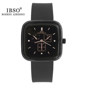 IBSO New Women WristsWatches Silicone Strap Elegant Quartz Watch Ladies Gift Japanese Movement 3Bar Waterproof Square Dial