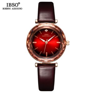 Luxury Women's Watches Elegant Green Glass Regular Slices Design Stainless Steel And Leather Strap Wrist Women Watch For Gifts