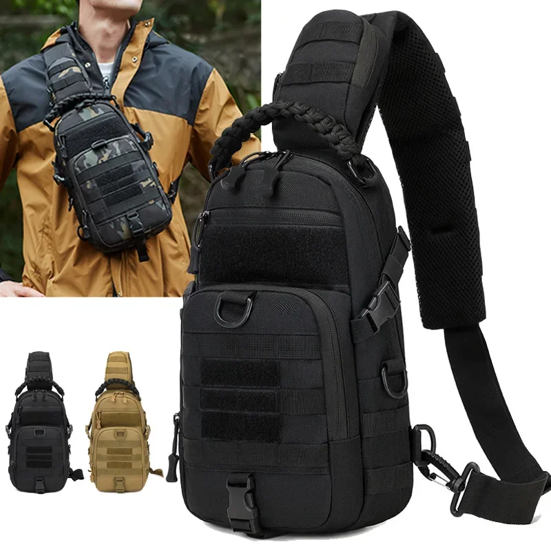 Men's Camping Chest Bag Tactical Sports Shoulder Outdoor Fanny Pack Hiking Climbing Cycling Fishing MOLLE System Sling Bags