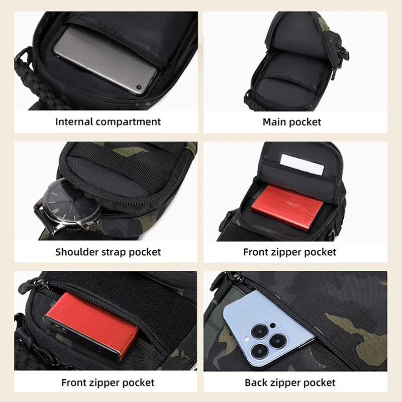 Men's Camping Chest Bag Tactical Sports Shoulder Outdoor Fanny Pack Hiking Climbing Cycling Fishing MOLLE System Sling Bags - Image 5