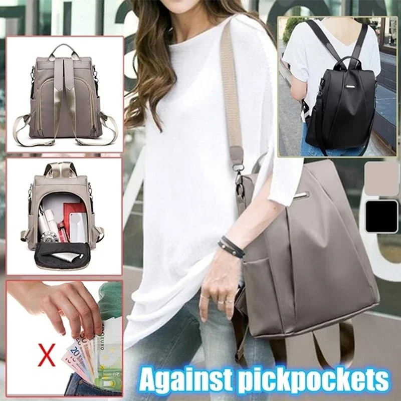 New Fashion Nylon Solid Color Lightweight Waterproof Large Capacity Detachable Shoulder Strap Multi Functional Women's Backpack - Image 6