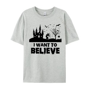 Funny Halloween Tees I Want To Believe Men Hot Sale Comfortable Tops Shirt Cotton Fabric Top T-Shirt Cosie Tshirts