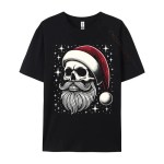 Skull In A Santa Claus Hat Christmas Skull Tshirt Men Pure Cotton Tshirt Tee Shirt Mens High Quality Sweatshirt