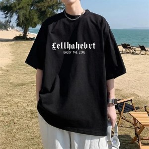 Men's T-shirt Fashion Letter Print T Shirt Summer Casual White Cotton Tshirt for Men Women Tee Shirts New Street Sports Clothes