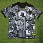 Summer Football Training Top Brazil Special Edition Jesus Black Grey Football Jersey Adult Children Outdoor Men Tshirts
