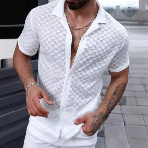 Shirts Solid Short Sleeve Shirts Single Breasted Casual Shirt Spliced Buttons Loose Sports Breathable Blouses