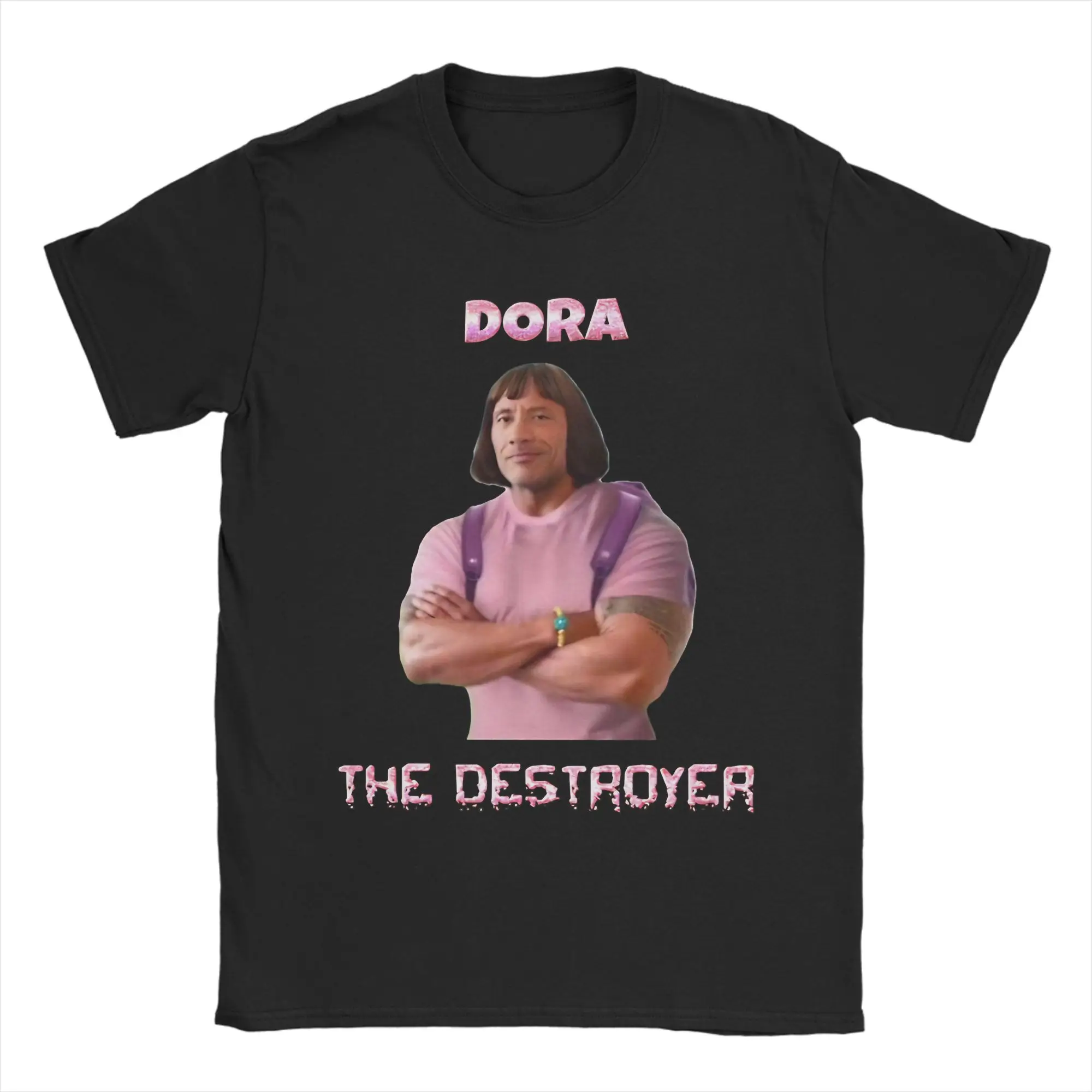 Dora the destroyer T Shirts Men's Cotton Vintage T-Shirts Round Collar Tees Short Sleeve Clothing Gift Idea