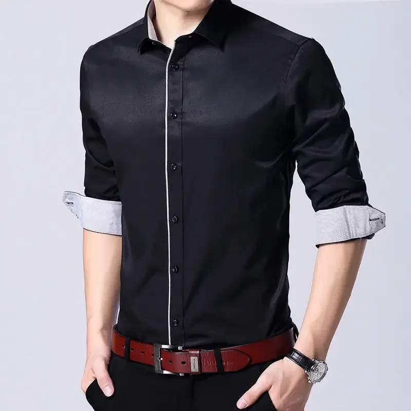 Plus Large Size 9XL 8XL 7XL 6XL 5XL Slim Fit Mens Business Casual Long Sleeved Shirt Classic Male Social Dress Shirts - Image 3