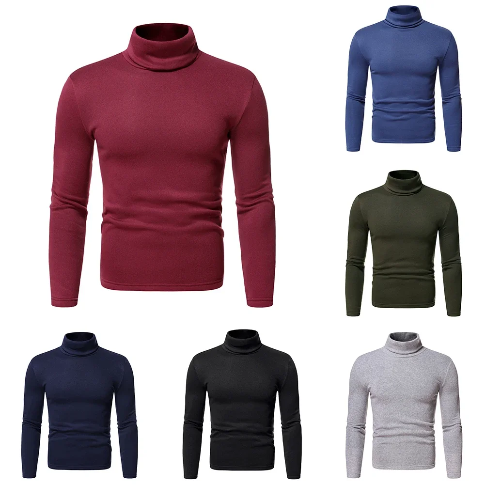 Mens Shirt Mens Tops Long Sleeve Polyester Elasticity Regular Slim Fit T-Shirt Tops Turtleneck Undershirt Warm - Image 6