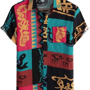 Hawaiian Shirts 3d Retro African Ethnic Men Women Clothing Beach Short Sleeve Blouse Fashion Men's Vocation Lapel Tops