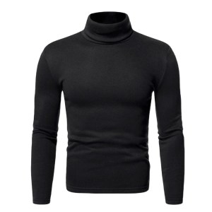 Mens Shirt Mens Tops Long Sleeve Polyester Elasticity Regular Slim Fit T-Shirt Tops Turtleneck Undershirt Warm