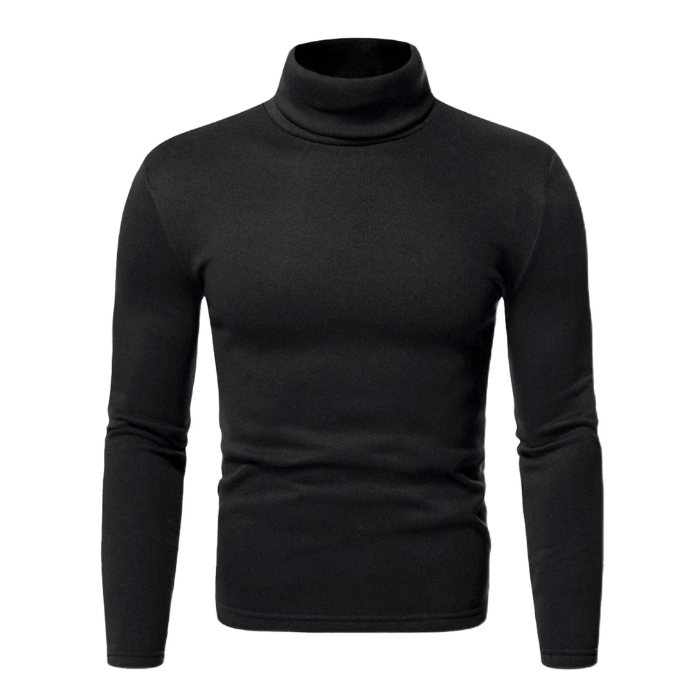 Mens Shirt Mens Tops Long Sleeve Polyester Elasticity Regular Slim Fit T-Shirt Tops Turtleneck Undershirt Warm