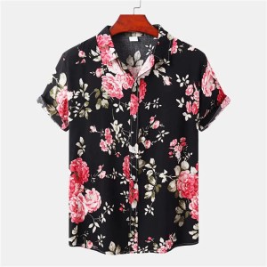 3D Printed Flower Leaf Hawaiian Shirts For Men Plants Patterns Blouse Short Sleeves Tops Loose Aloha Shirts Streetwear